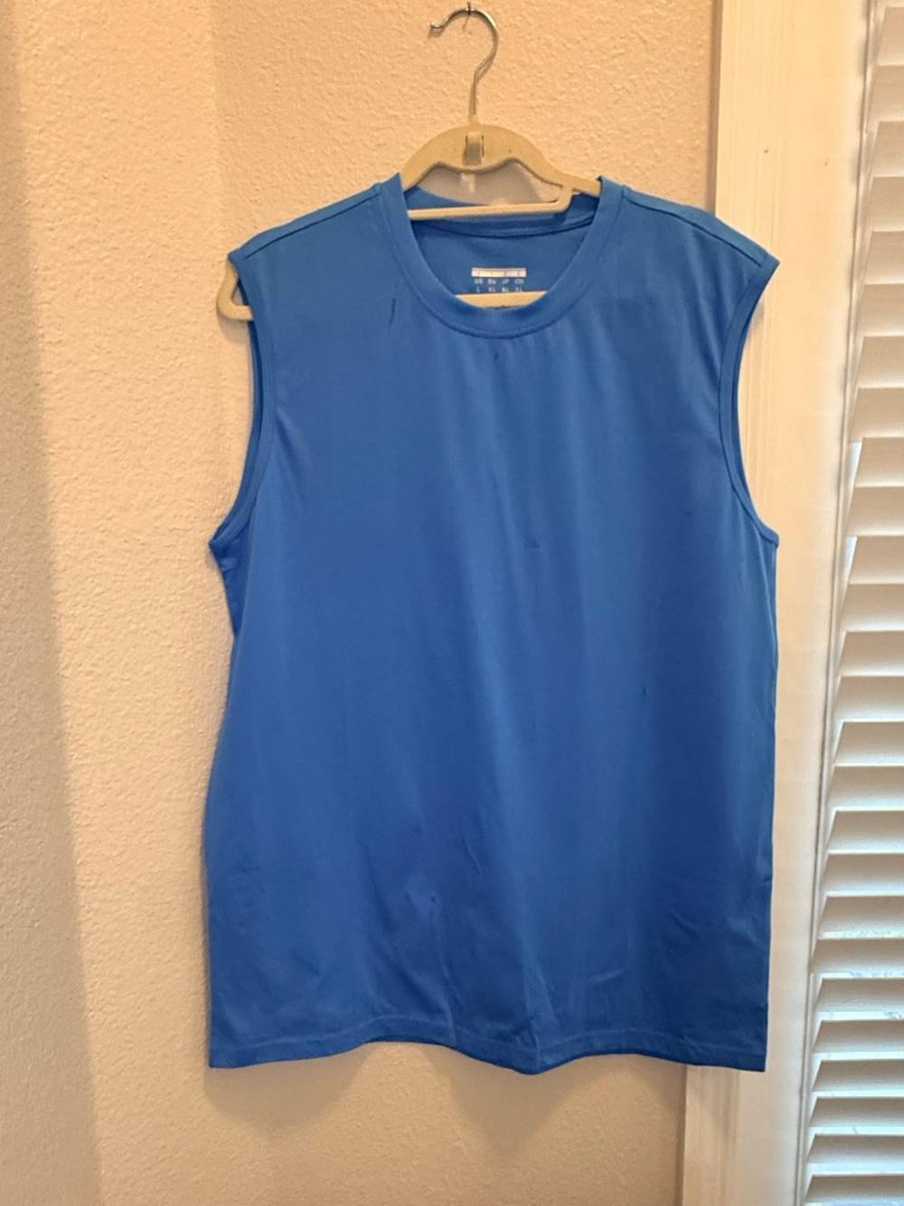 Bright Blue 100% Cotton Sleeveless Muscle Tank Top Size Large